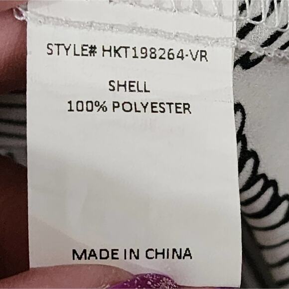 MELLODAY black & white leaf print lantern sleeve 3/4 button front blouse size XL - Picture 6 of 7